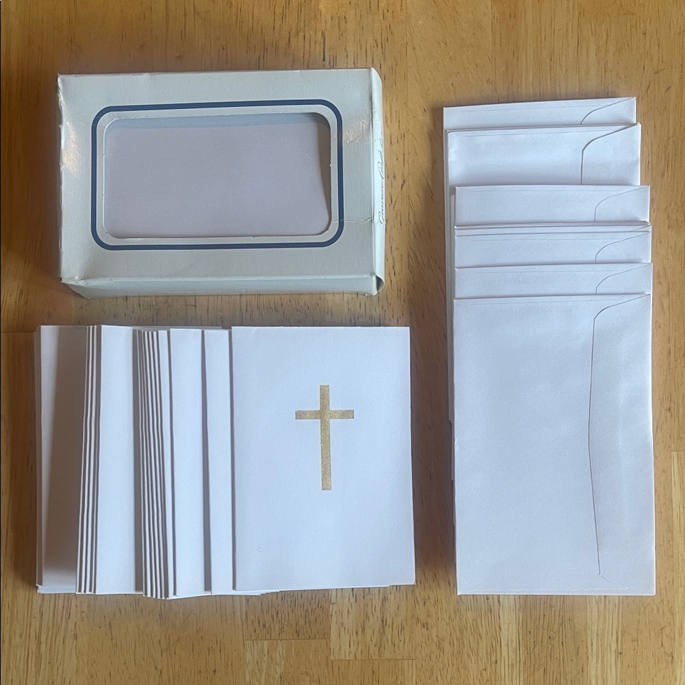 25 Gravure & Craft Thank You Cards with Gold Cross and 25 Envelopes